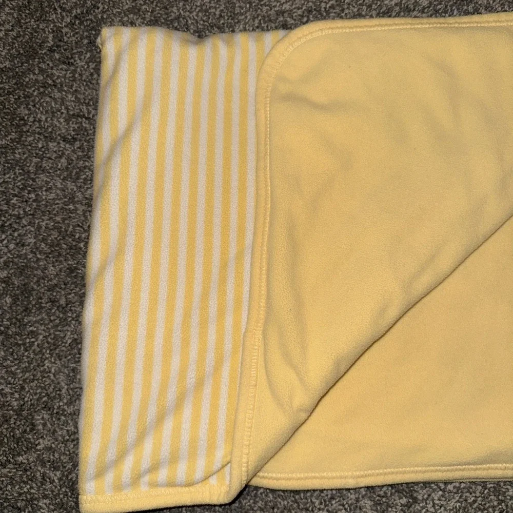 Vtg Gymboree Sock Monkey & Friends Yellow White Stripe Baby Blanket 2004 EUC